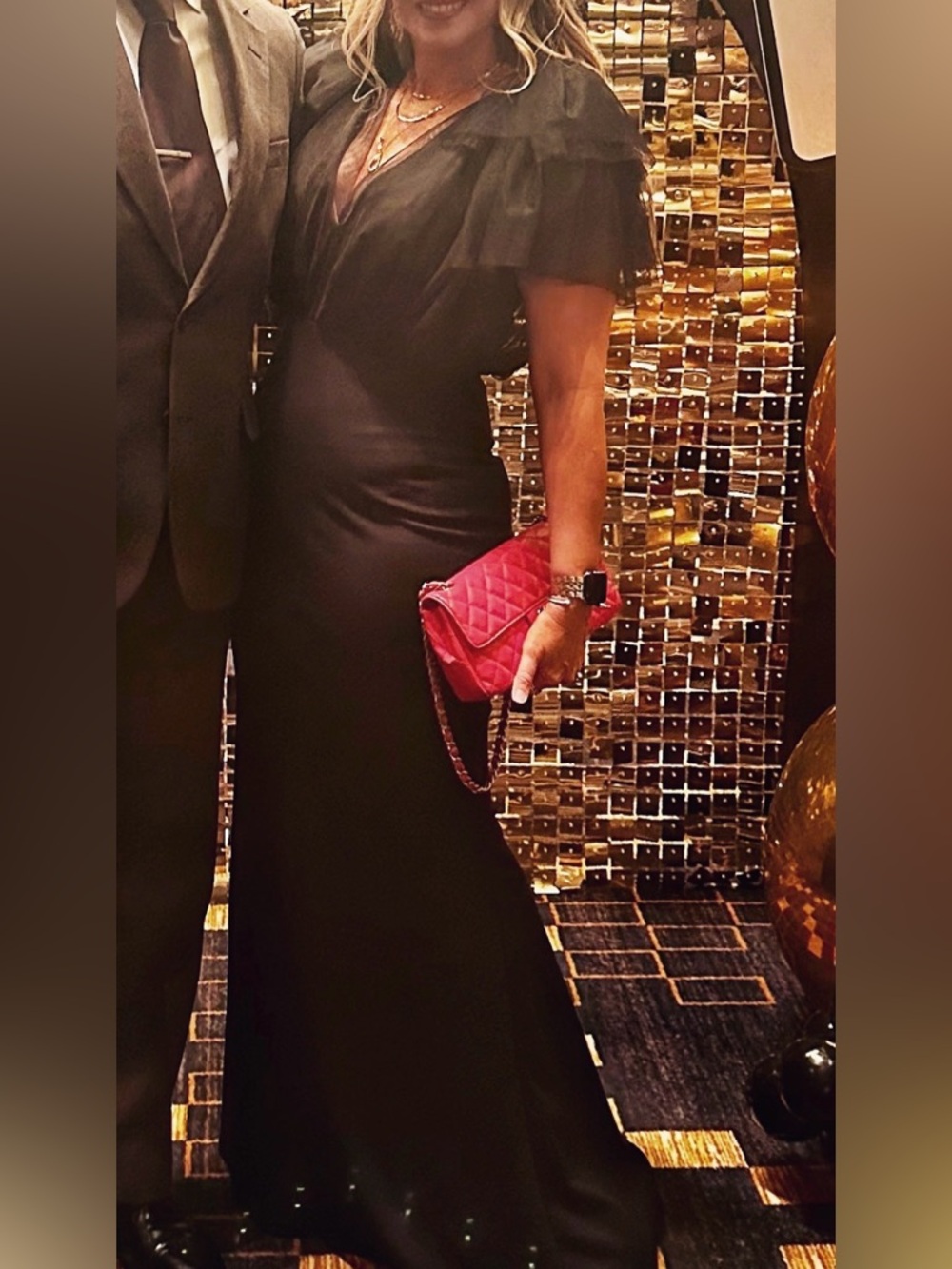 Lulu's Black Backless Tulle-Sleeve Evening Gown - Picture 4 of 4